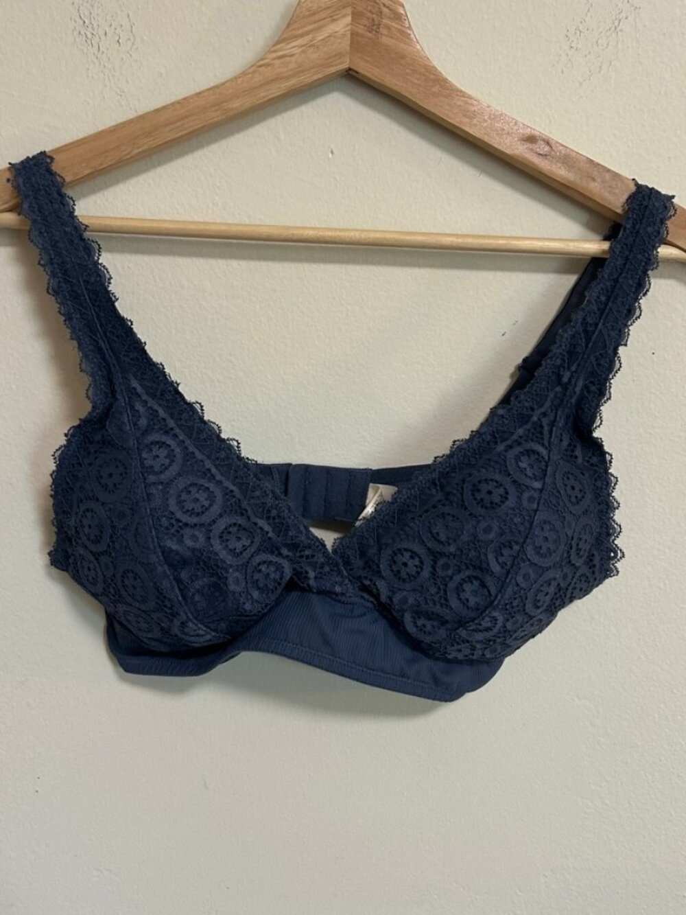 SO Lace Bralette Padded Cups Intimates Layering Dusty Blue Size Large EUC